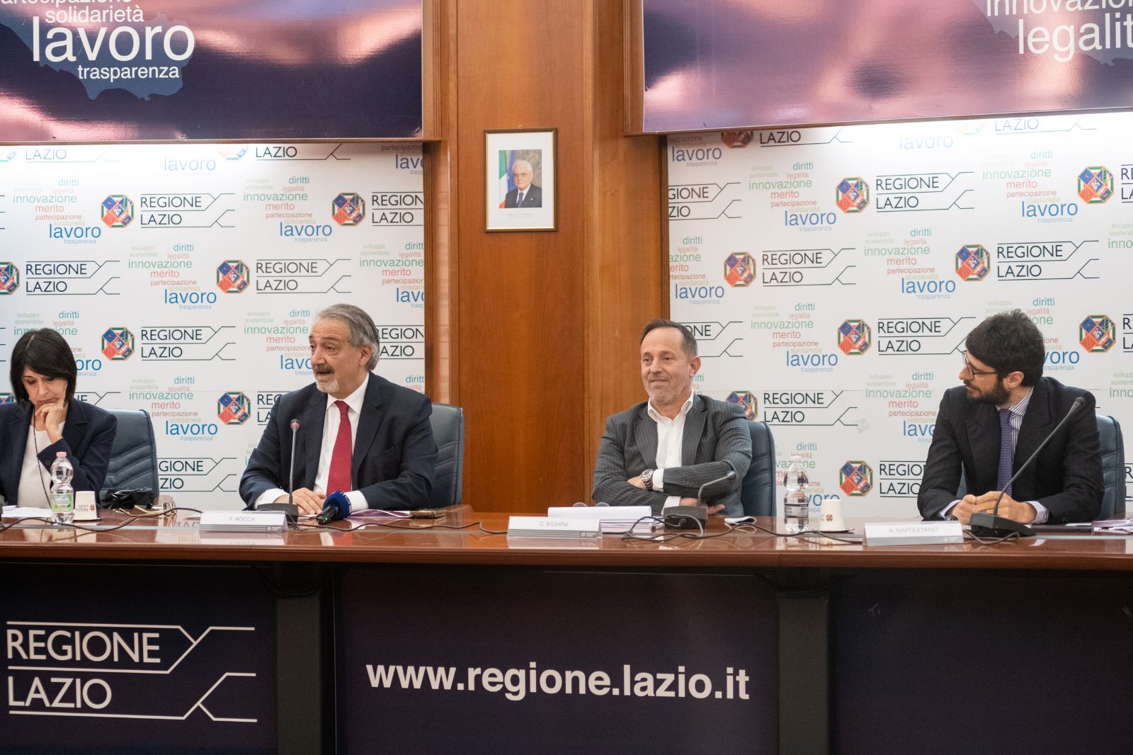 il Presidente Francesco Rocca con gli assessori Angelilli e Righini