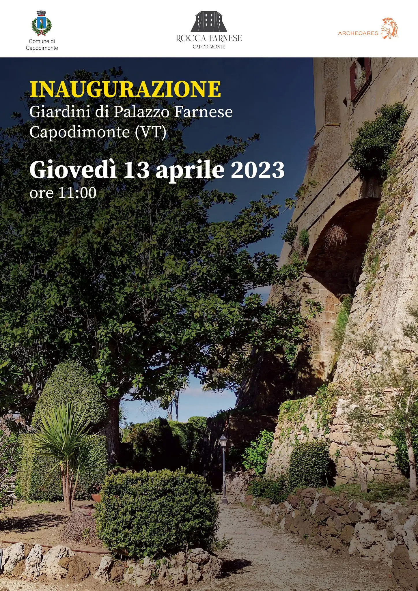 Locandina inaugurazione giardino Farnese a Capodimonte - Foto da pagina FB di Archeoares