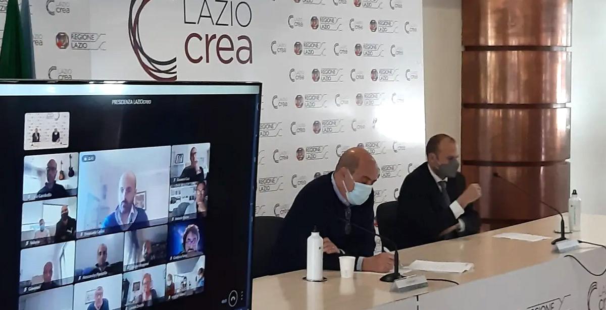 I presidenti Zingaretti e Pomponio in conferenza - Foto LazioCrea