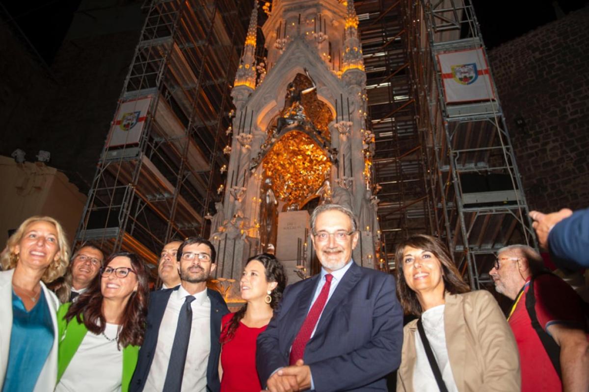 Il Presidente Rocca e la delegazione della Regione alla presentazione della nuova Macchina di Santa Rosa